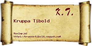 Kruppa Tibold névjegykártya